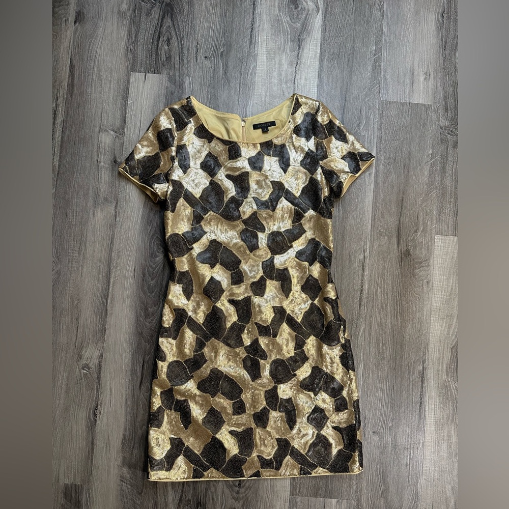 Rachel Zoe Women's Mini Short Dress Cocktail Party Sequin Black Gold Size Small